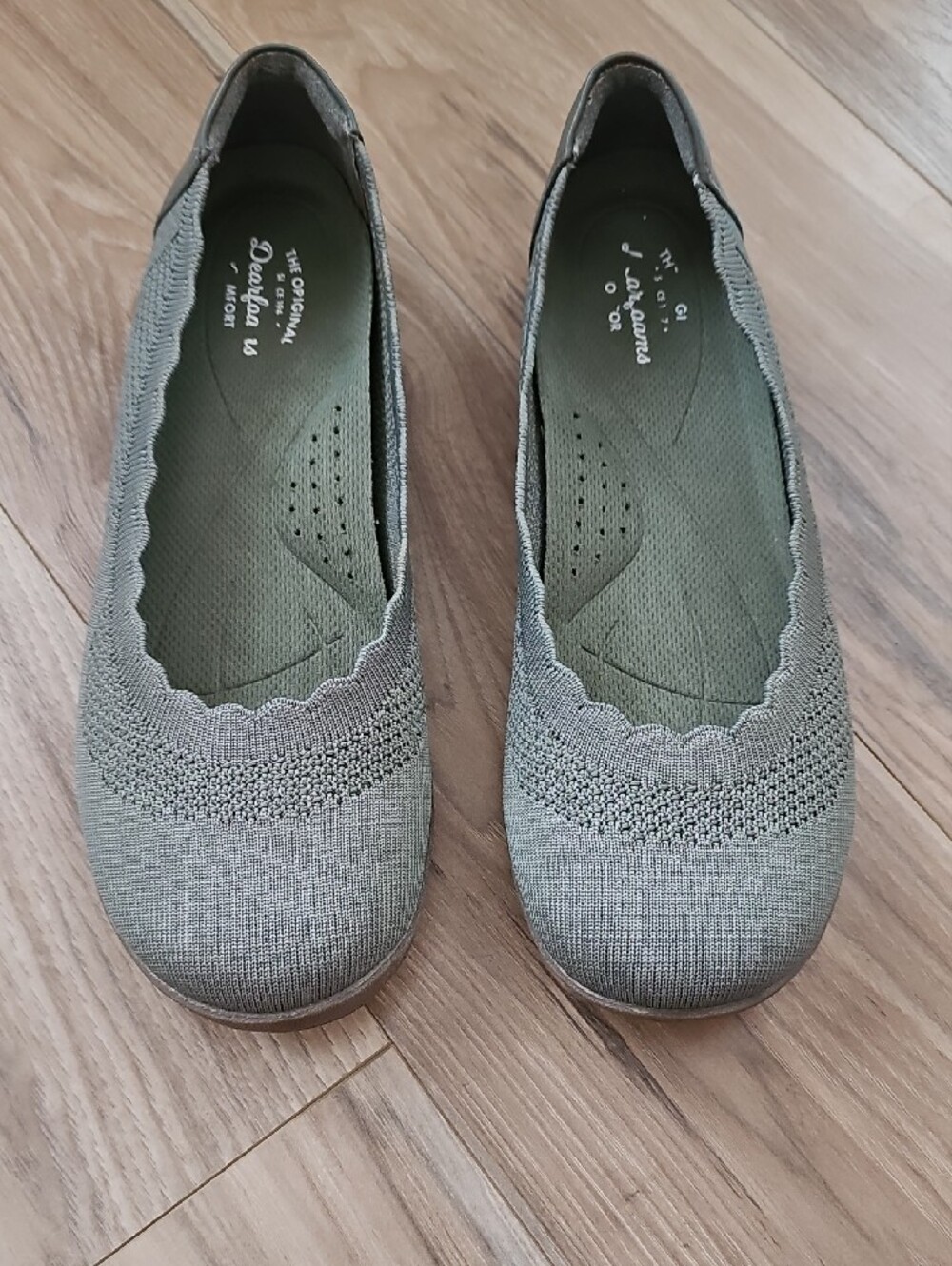 dearfoams Olive Green Knit Slip-On Flats